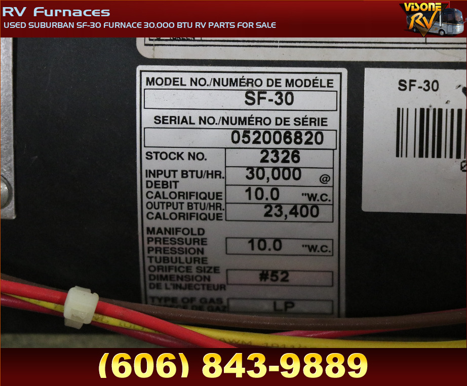 RV Appliances USED SUBURBAN SF30 FURNACE 30,000 BTU RV PARTS FOR SALE