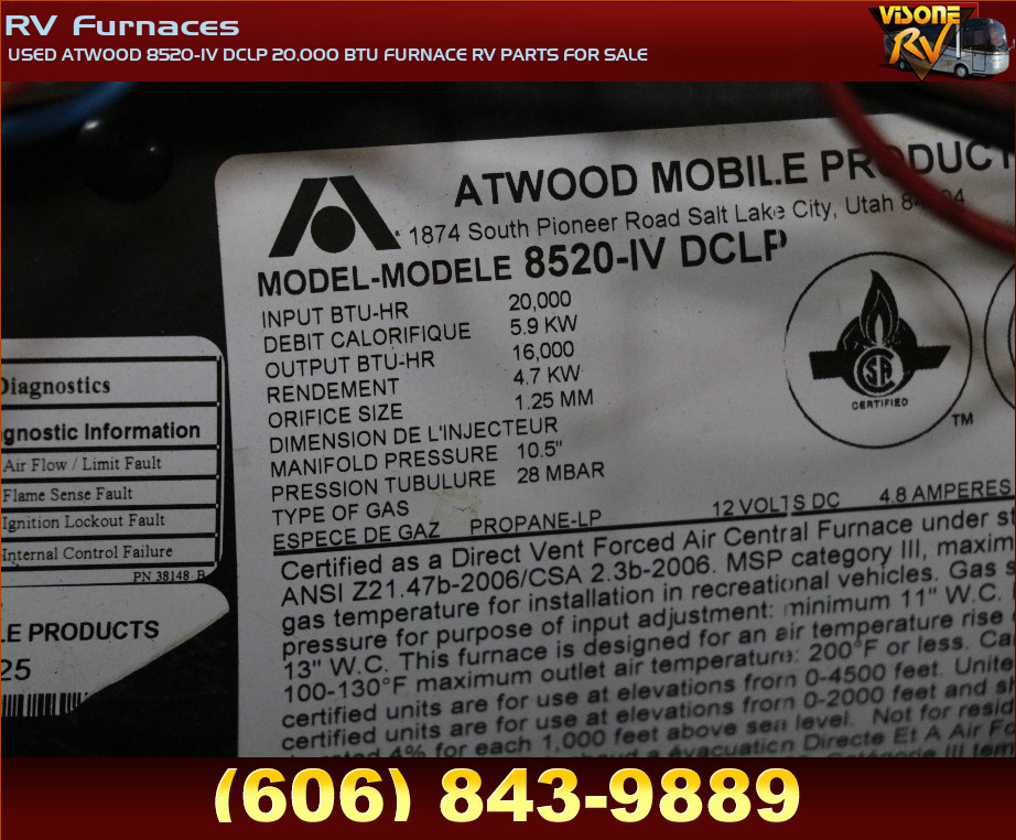RV Appliances USED ATWOOD 8520IV DCLP 20,000 BTU FURNACE RV PARTS FOR