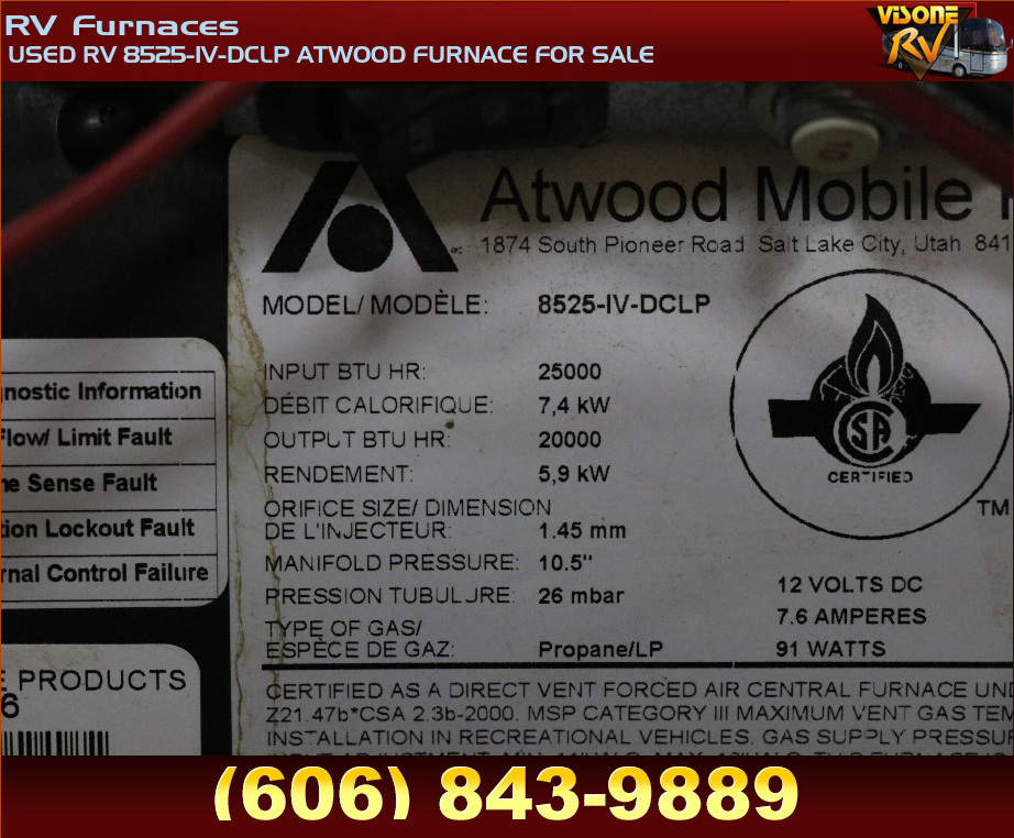 RV Appliances USED RV 8525IVDCLP ATWOOD FURNACE FOR SALE RV Furnaces