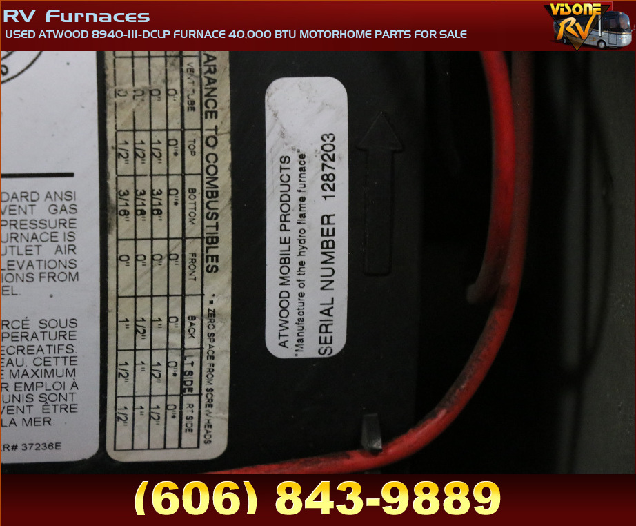 RV Appliances USED ATWOOD 8940IIIDCLP FURNACE 40,000 BTU MOTORHOME
