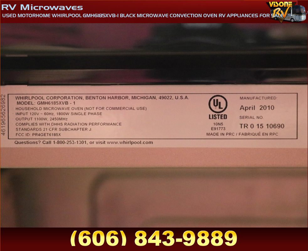 RV Appliances USED MOTORHOME WHIRLPOOL GMH6185XVB1 BLACK MICROWAVE