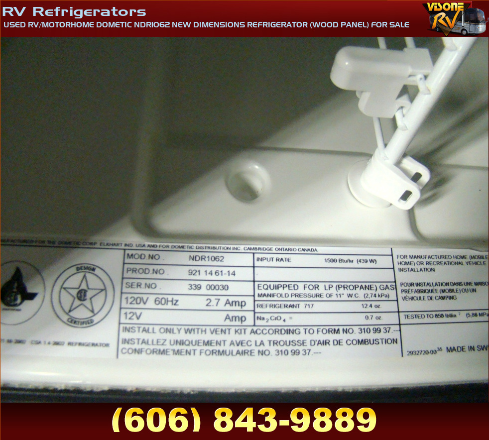 RV Appliances USED RV/MOTORHOME DOMETIC NDR1062 NEW DIMENSIONS