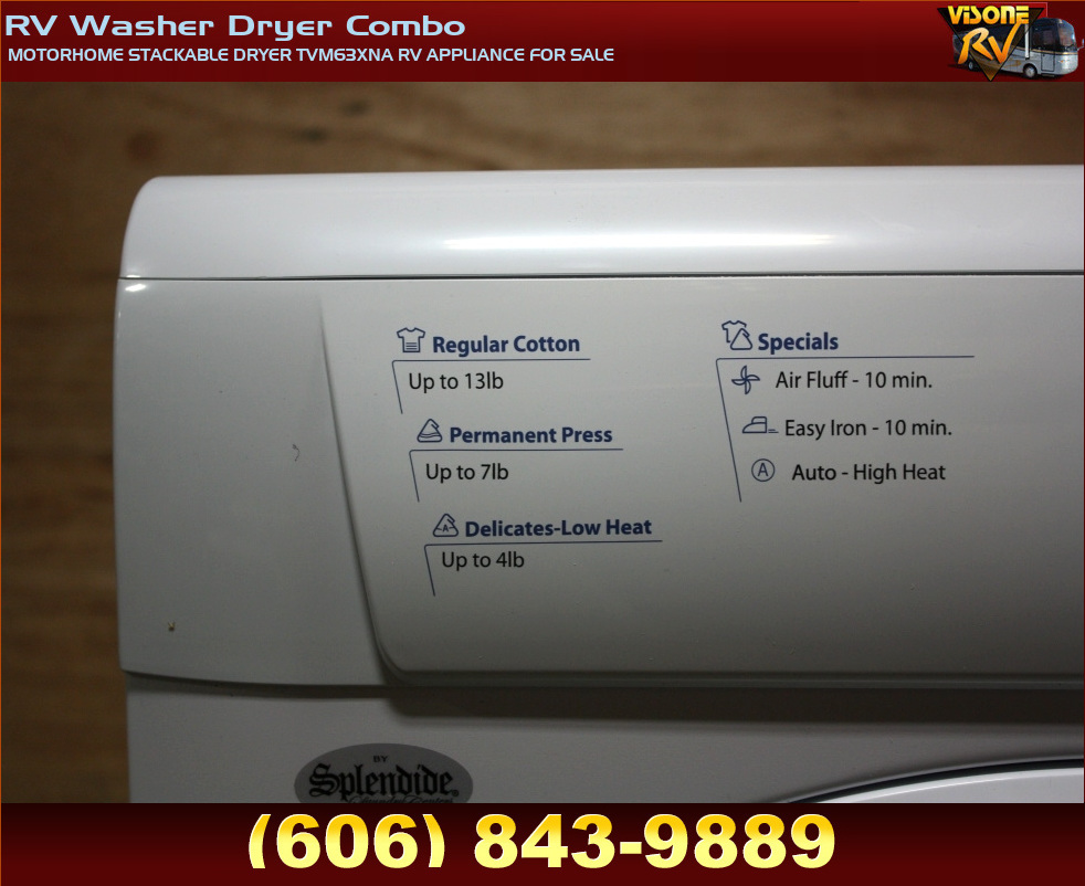 RV Appliances MOTORHOME STACKABLE DRYER TVM63XNA RV APPLIANCE FOR SALE