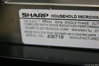USED RV/MOTORHOME SHARP CAROUSEL CONVECTION MICROWAVE OVEN MODEL: R-1870 SN: 436710