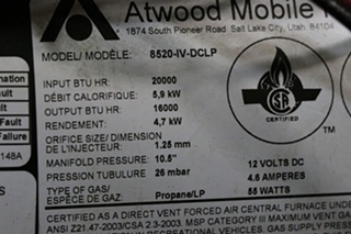 USED 8520-IV-DCLP ATWOOD FURNACE MOTORHOME PARTS FOR SALE