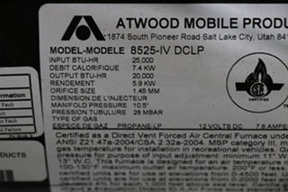 USED RV ATWOOD 8525-IV-DCLP FURNACE FOR SALE