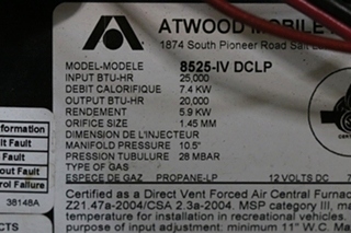 USED 8525-IV-DCLP ATWOOD HYDRO FLAME FURNACE MOTORHOME PARTS FOR SALE