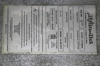 USED HHE-200-09E HYDRO-HOT RV HEATING SYSTEM FOR SALE